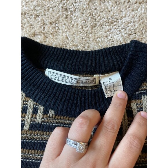 Vintage Men's Pacific Club Wool Acrylic Grandpa Grandpacore Crosby Sweater 90s - Picture 4 of 5